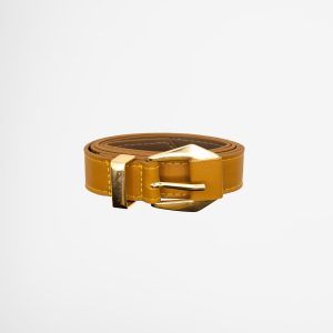 Organic Leather Belt With Gold Buckle